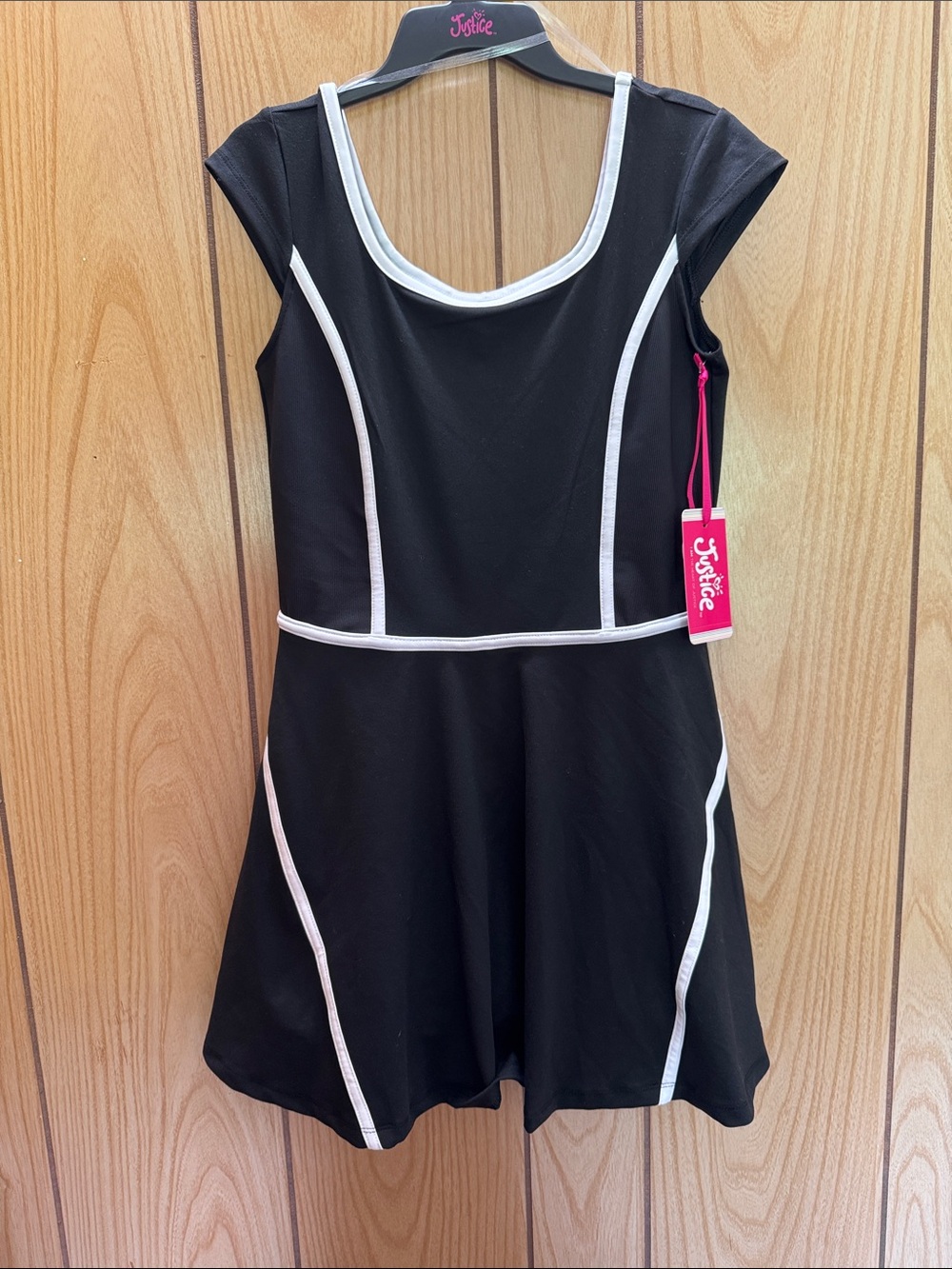 Justice Black Dress with White Trim